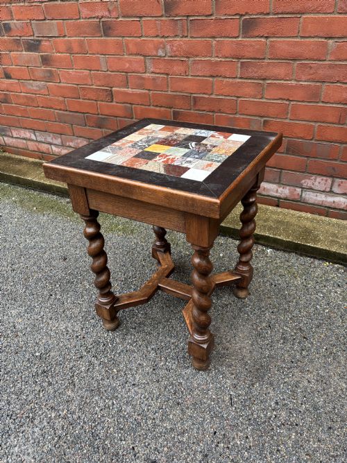 19TH CENTURY SPECIMEN MARBLE TOP OAK TABLE - ADDITIONAL PHOTO 3