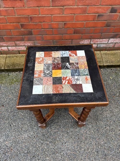 19TH CENTURY SPECIMEN MARBLE TOP OAK TABLE - ADDITIONAL PHOTO 1