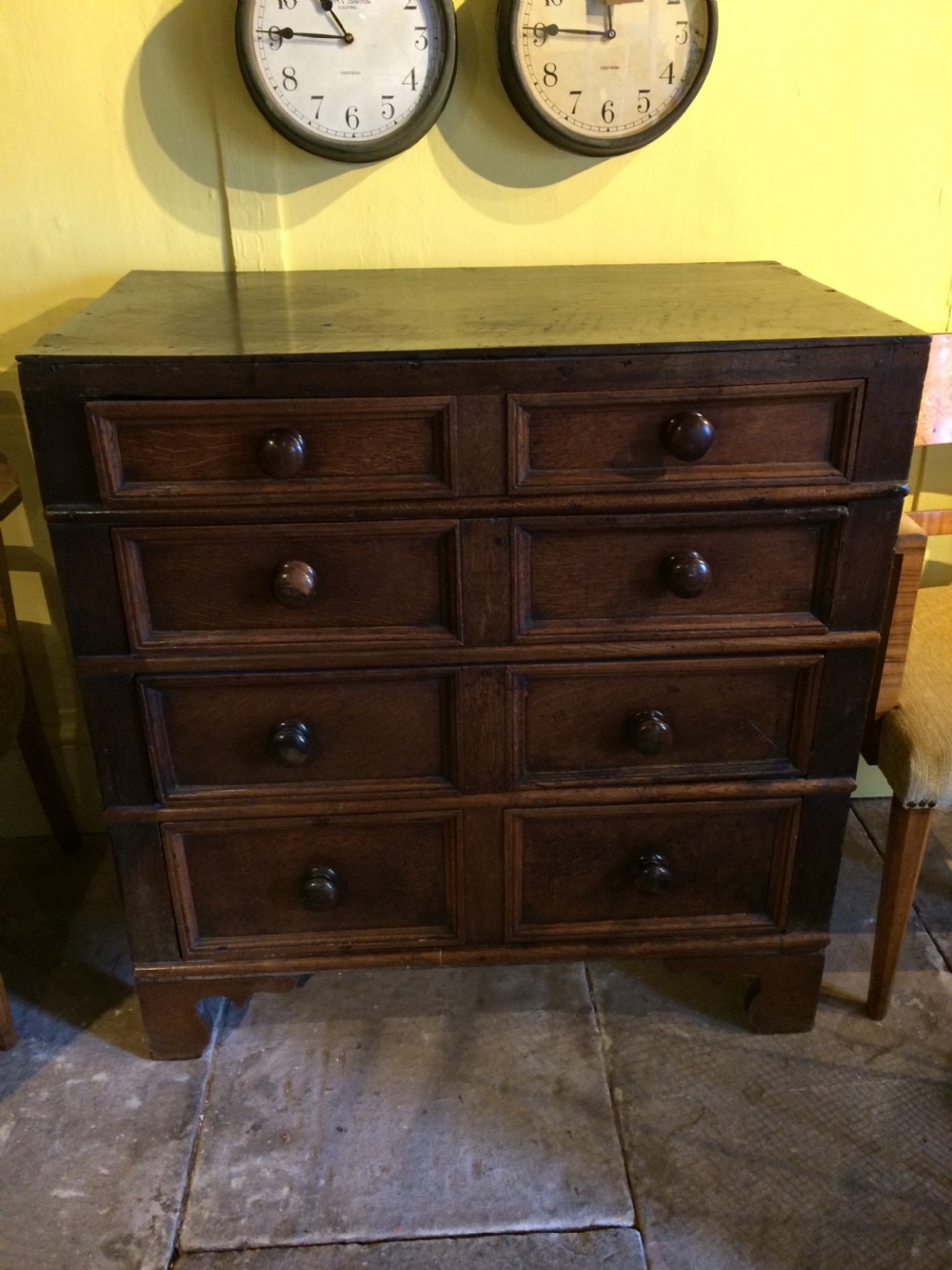 19th C  English country Oak chest of drawers View II