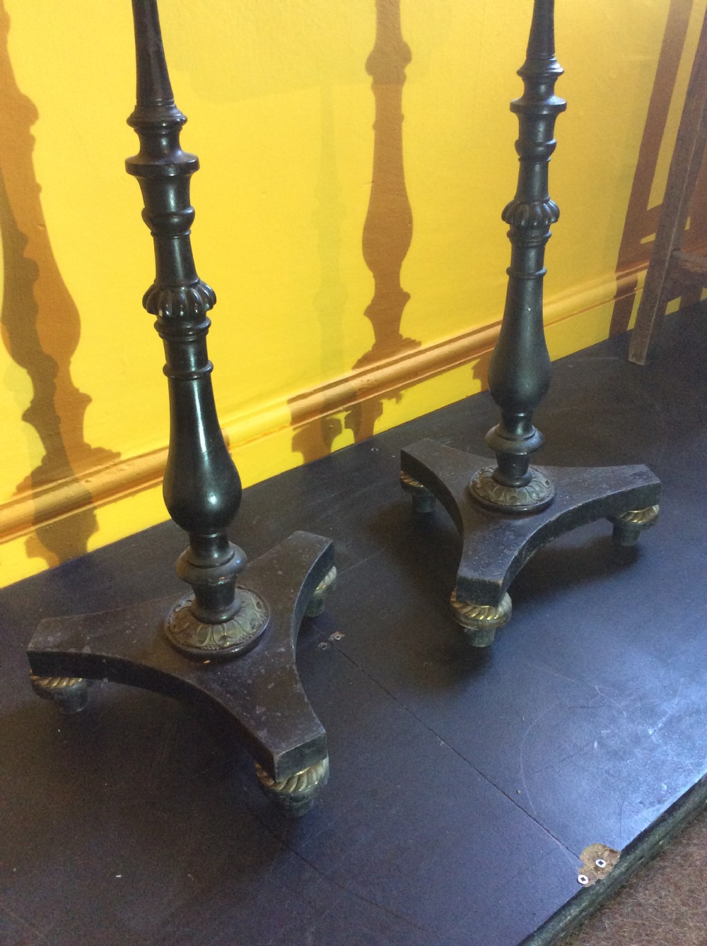 Pair of Regency chinoiserie pole stands. View III