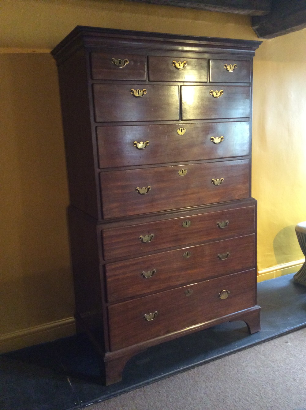 18th C Mahogany chest on chest. View II