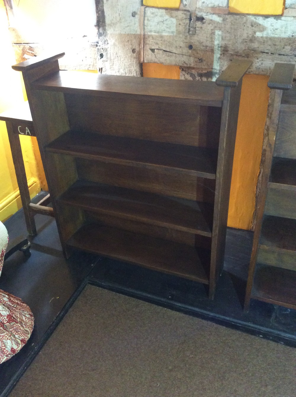 Pair of Oak Arts & Crafts style open bookcases. View II