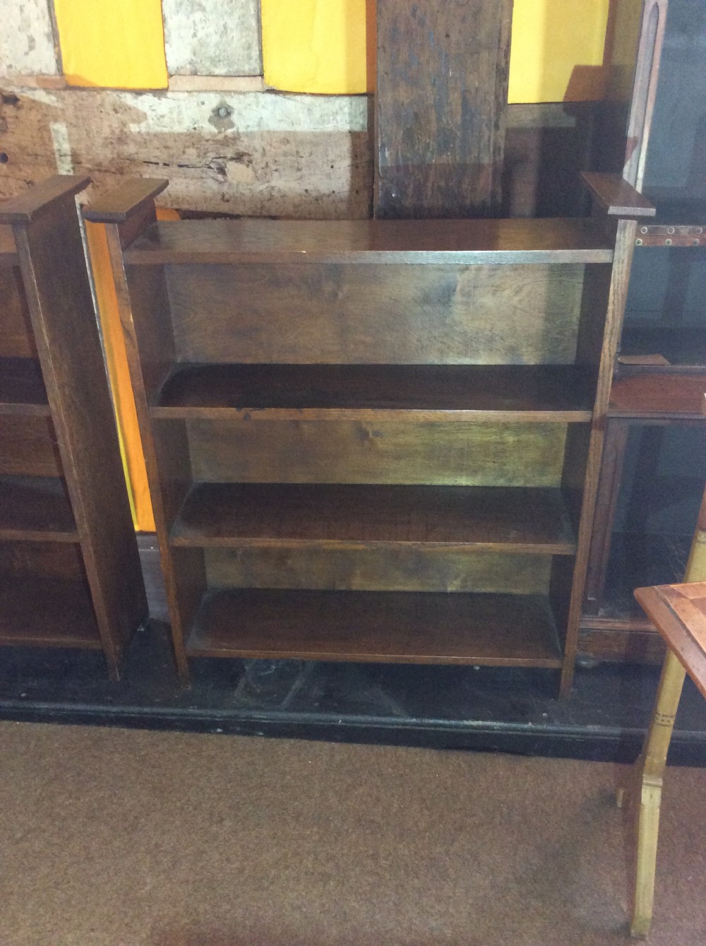 Pair of Oak Arts & Crafts style open bookcases. View III