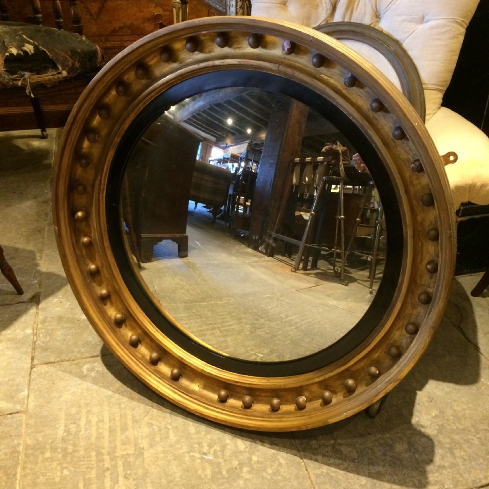 Early 19th C large convex mirror