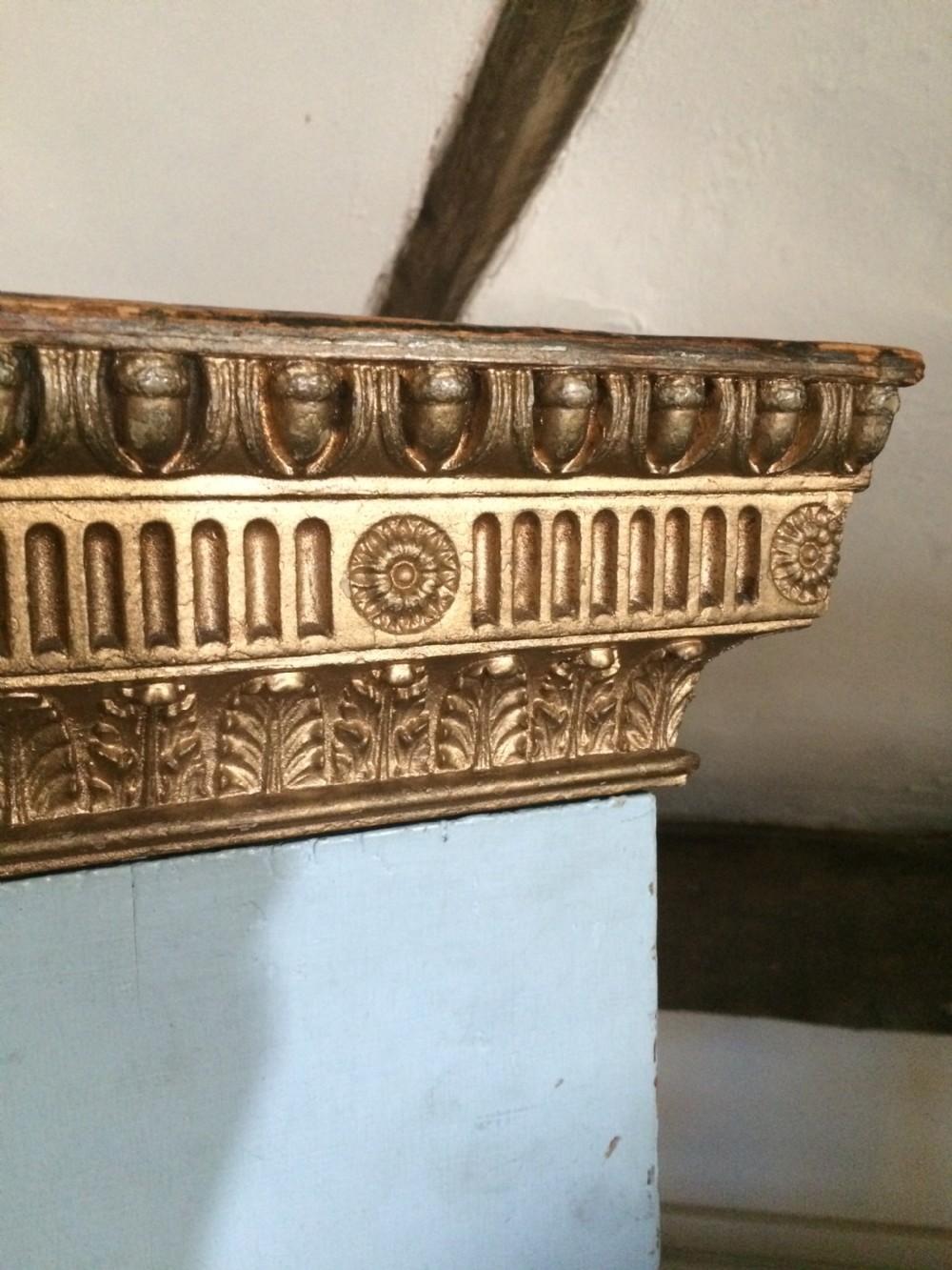18th C decorated and painted dining room pedestal View IV