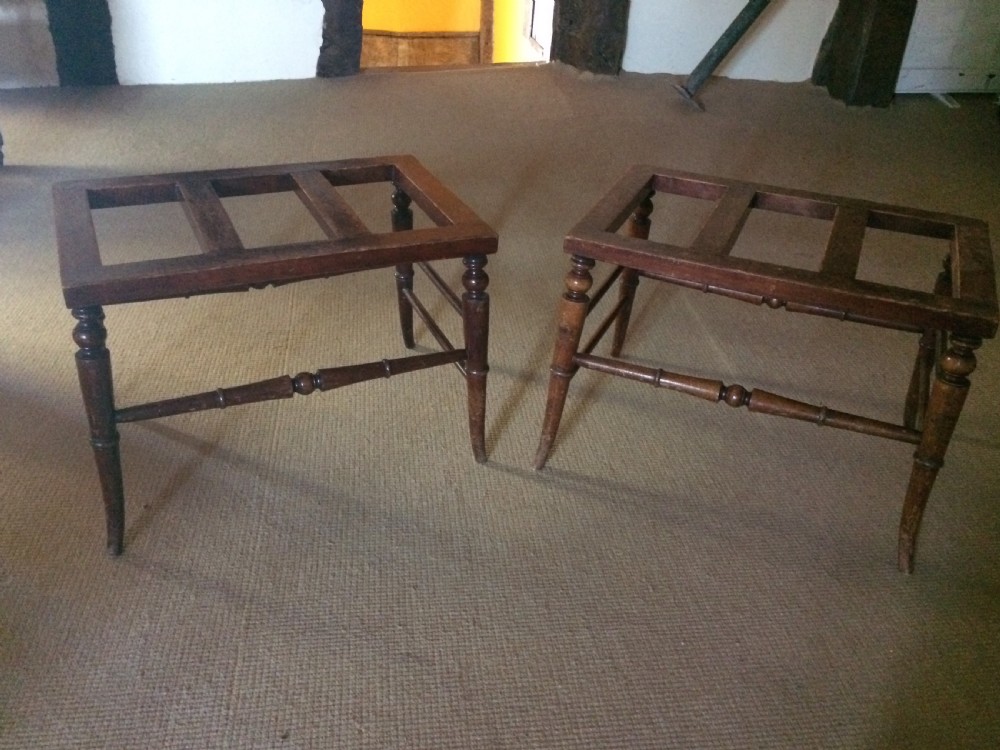 19th C Pair of stained beech luggage racks.