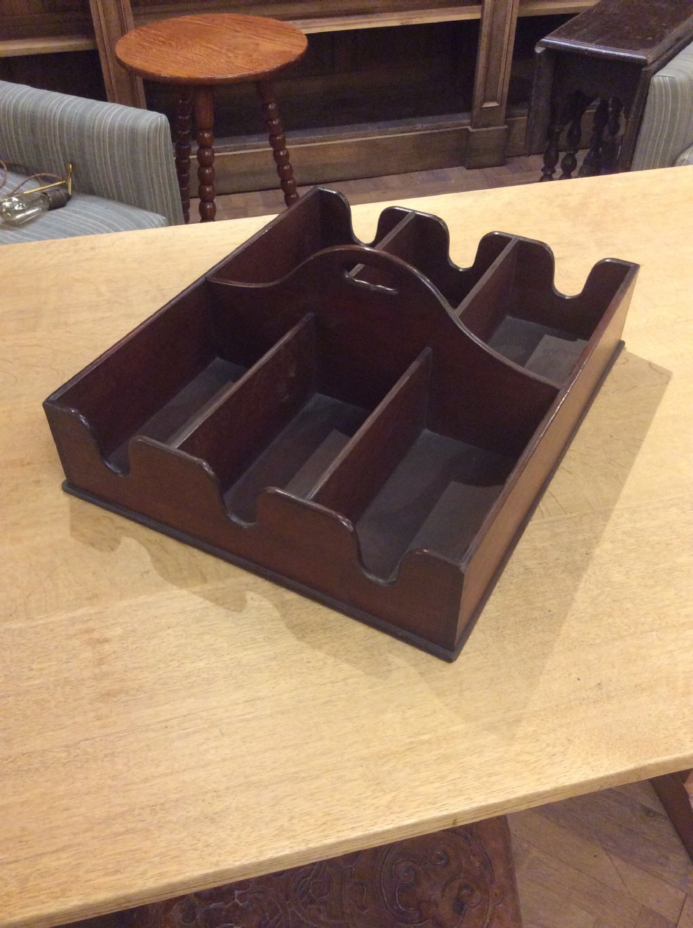18th C Mahogany bottle carrier.