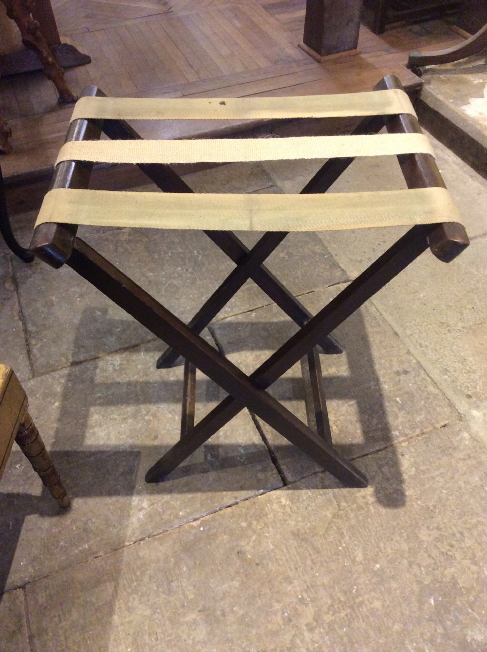18th C Mahogany butler’s tray on stand. View IV