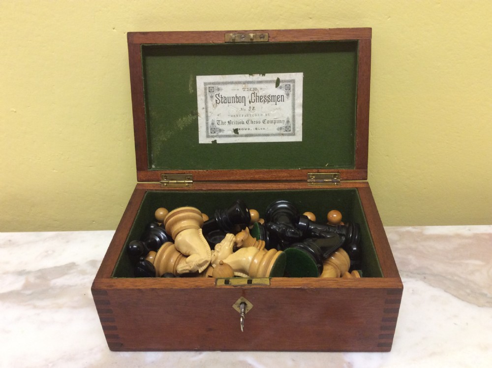 19th C Boxed chess set  made by The British Chess Company View II