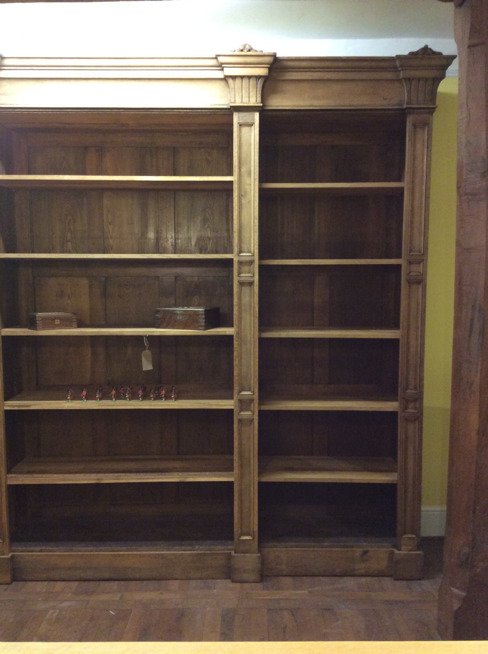 19thC English Oak architectural open fronted 3 selectional bookcase View III