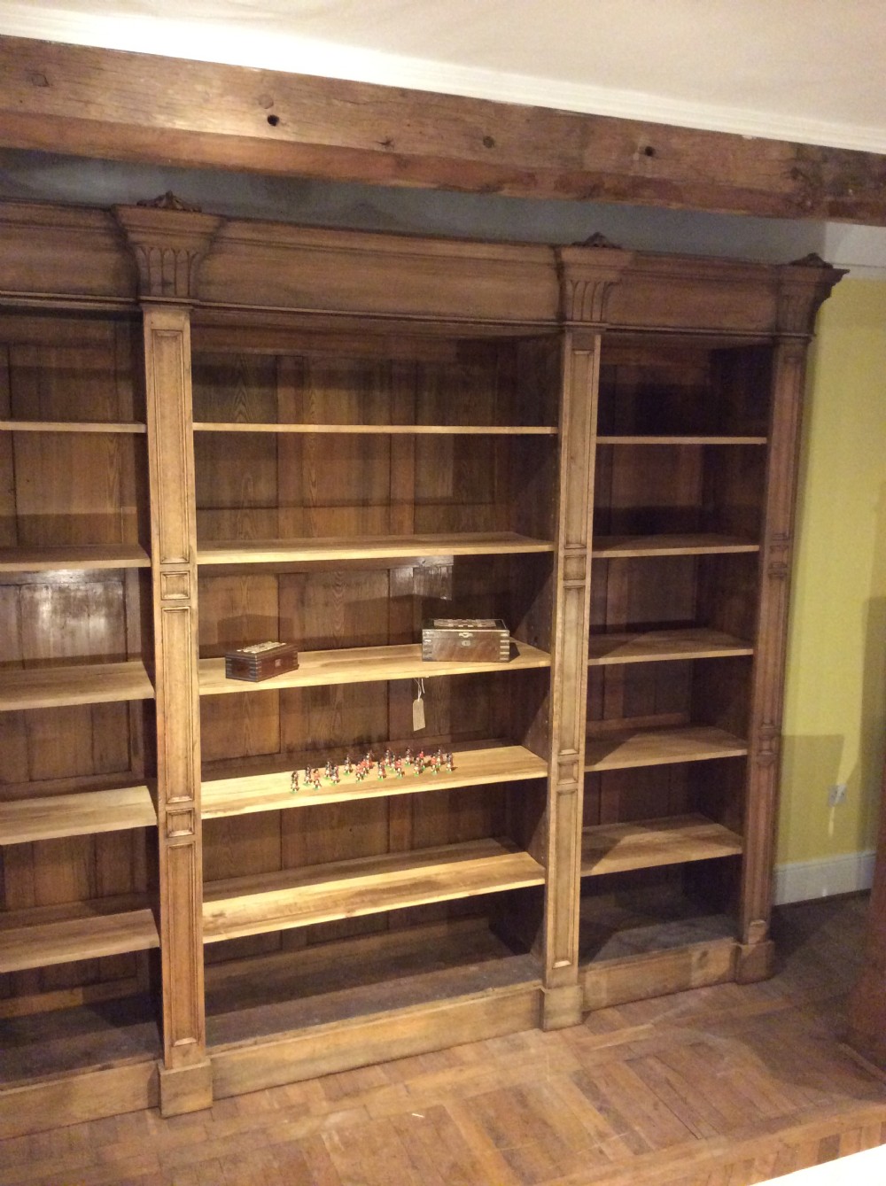 19thC English Oak architectural open fronted 3 selectional bookcase View V