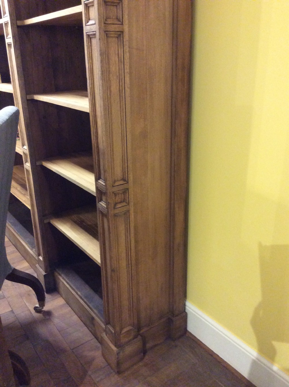 19thC English Oak architectural open fronted 3 selectional bookcase View VII