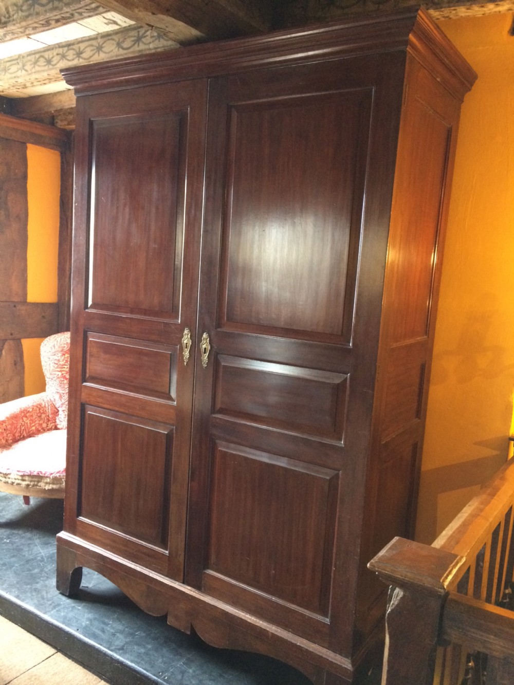18thC Mahogany knockdown wardrobe View II