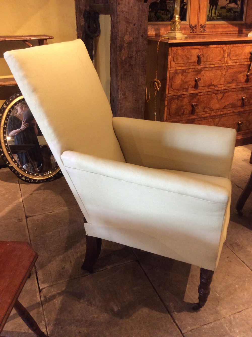 19thC Mahogany library armchair View II