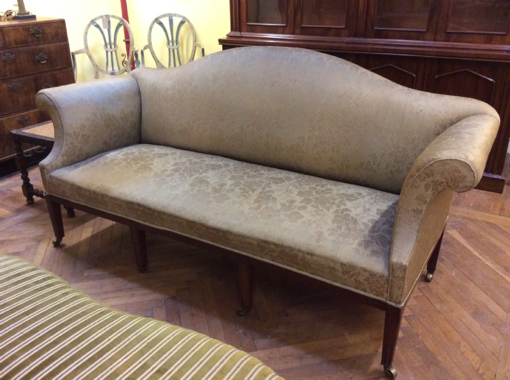 19thC Mahogany camel shaped back sofa