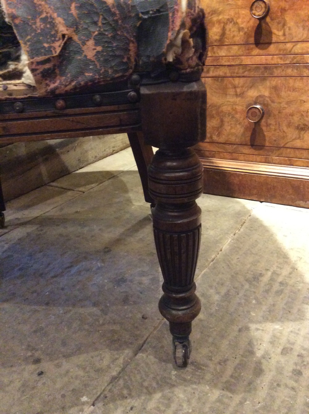 19thC Tub desk chair for upholstery View II
