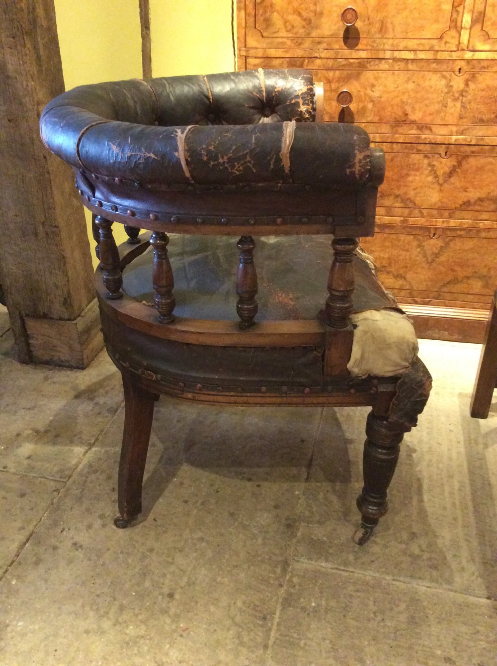 19thC Tub desk chair for upholstery View III