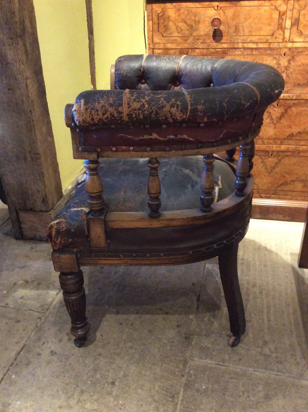 19thC Tub desk chair for upholstery View V