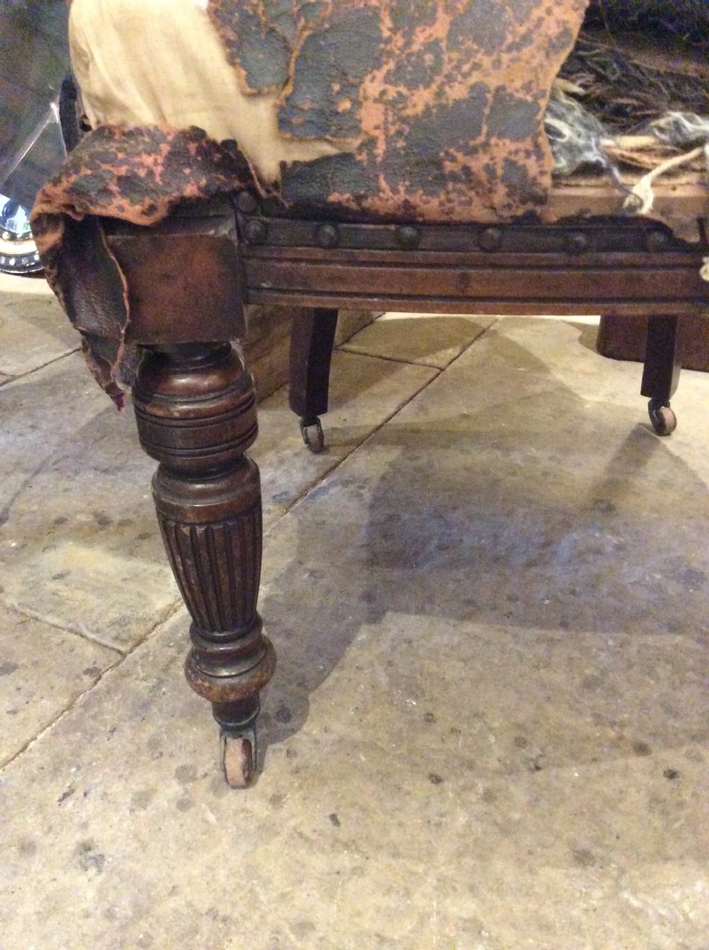 19thC Tub desk chair for upholstery View VI