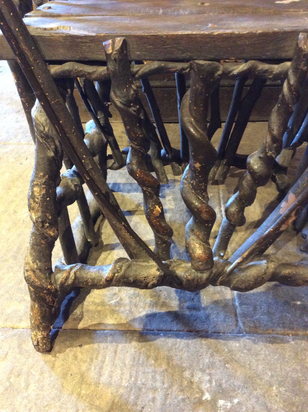 19thC Primitive chair made of twisted hazelnut View III