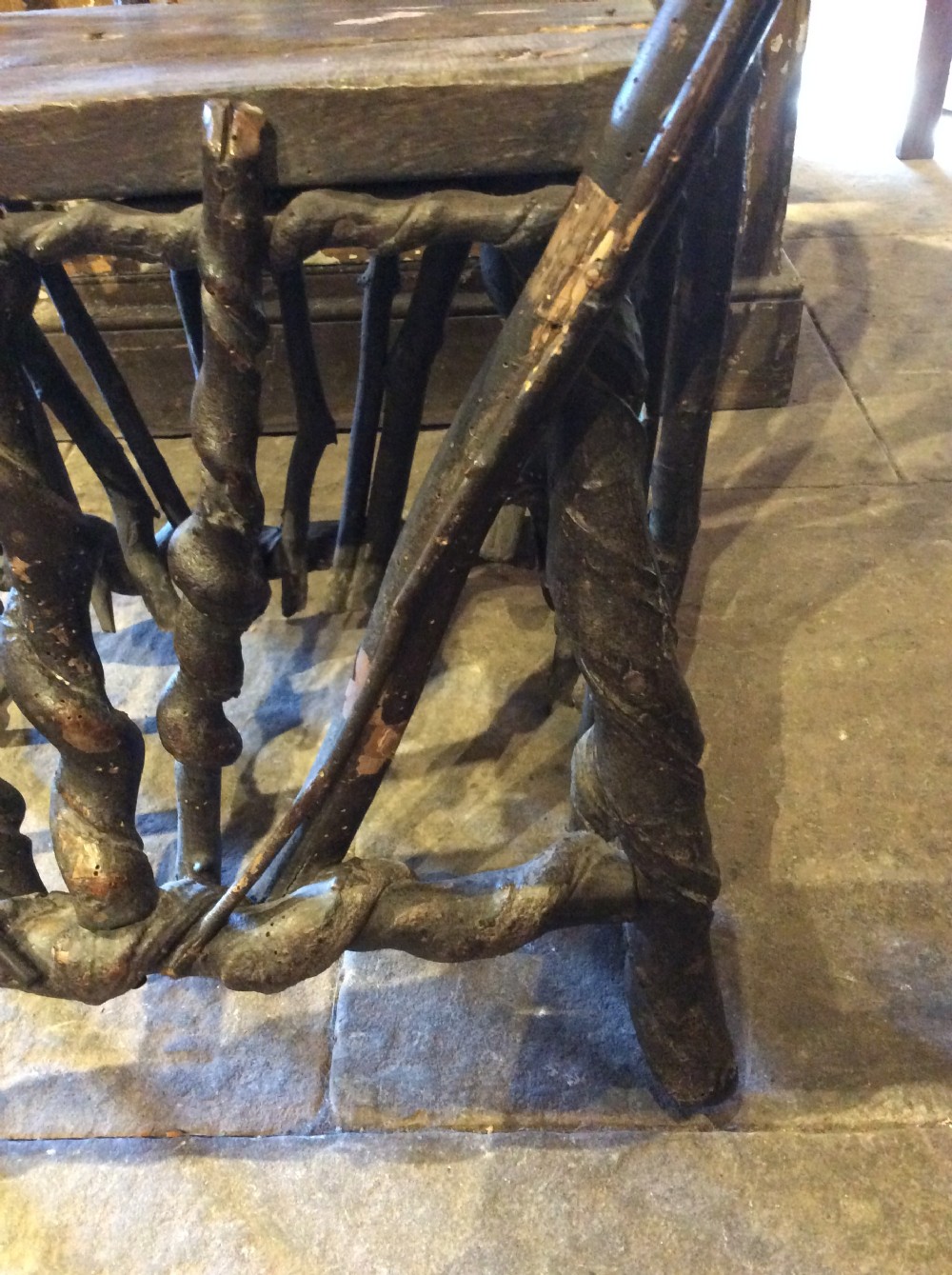 19thC Primitive chair made of twisted hazelnut View IV