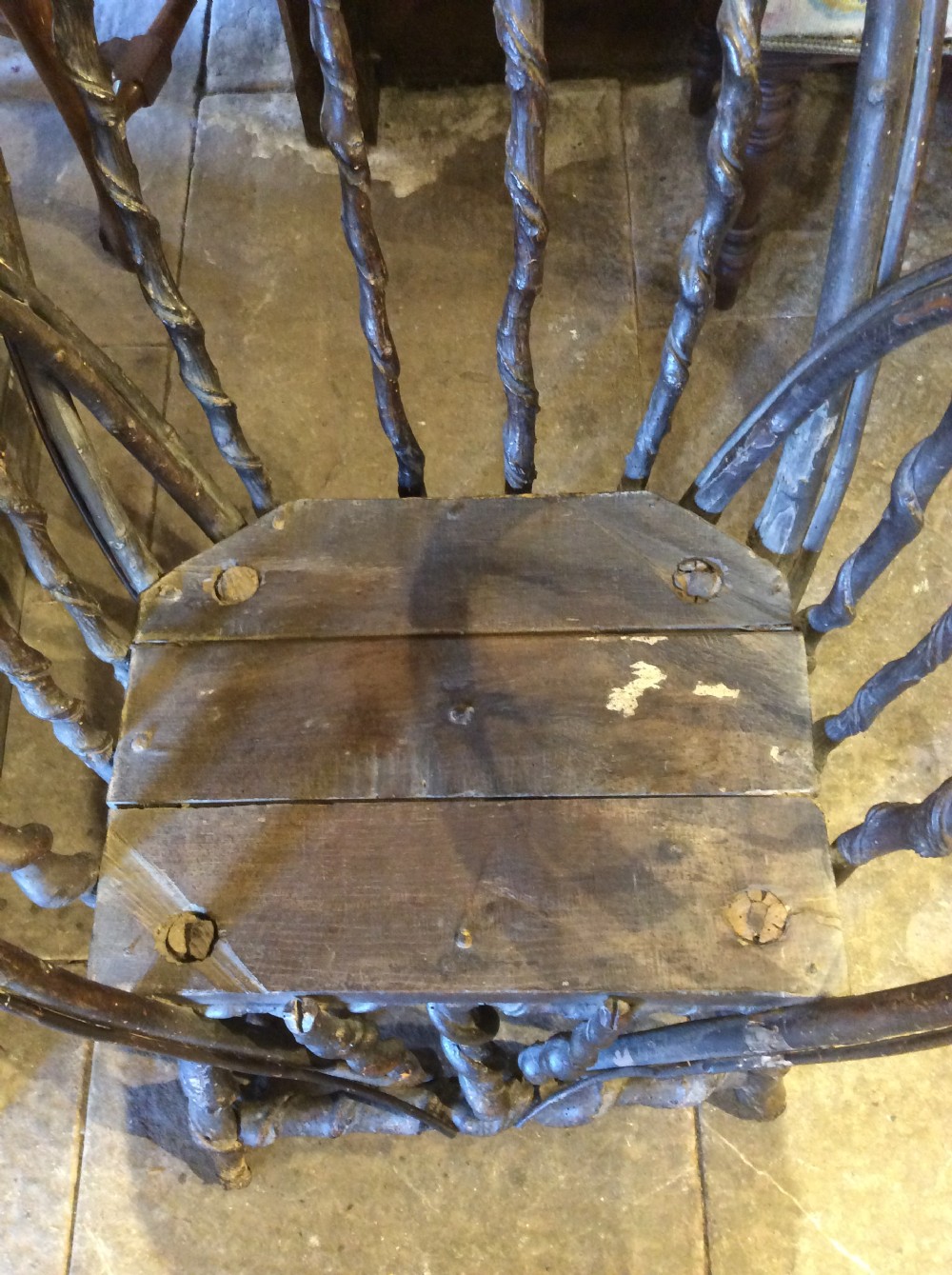 19thC Primitive chair made of twisted hazelnut View VII