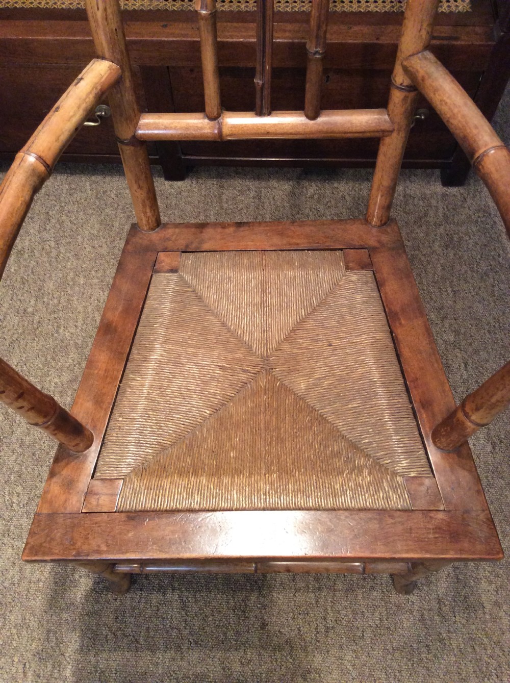 19thC bamboo chair with rush seat View III