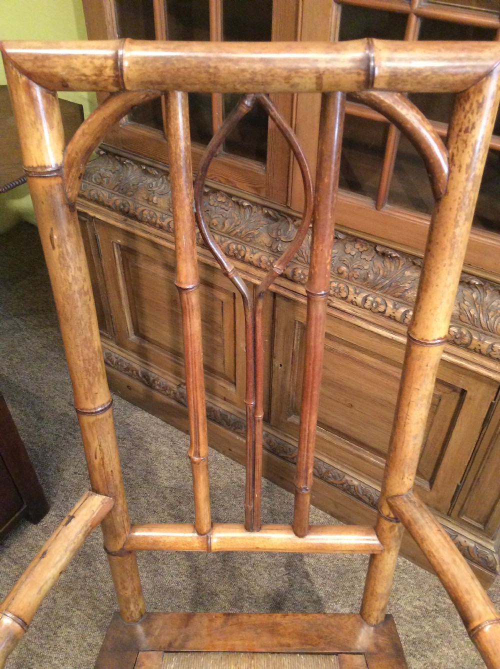 19thC bamboo chair with rush seat View IV
