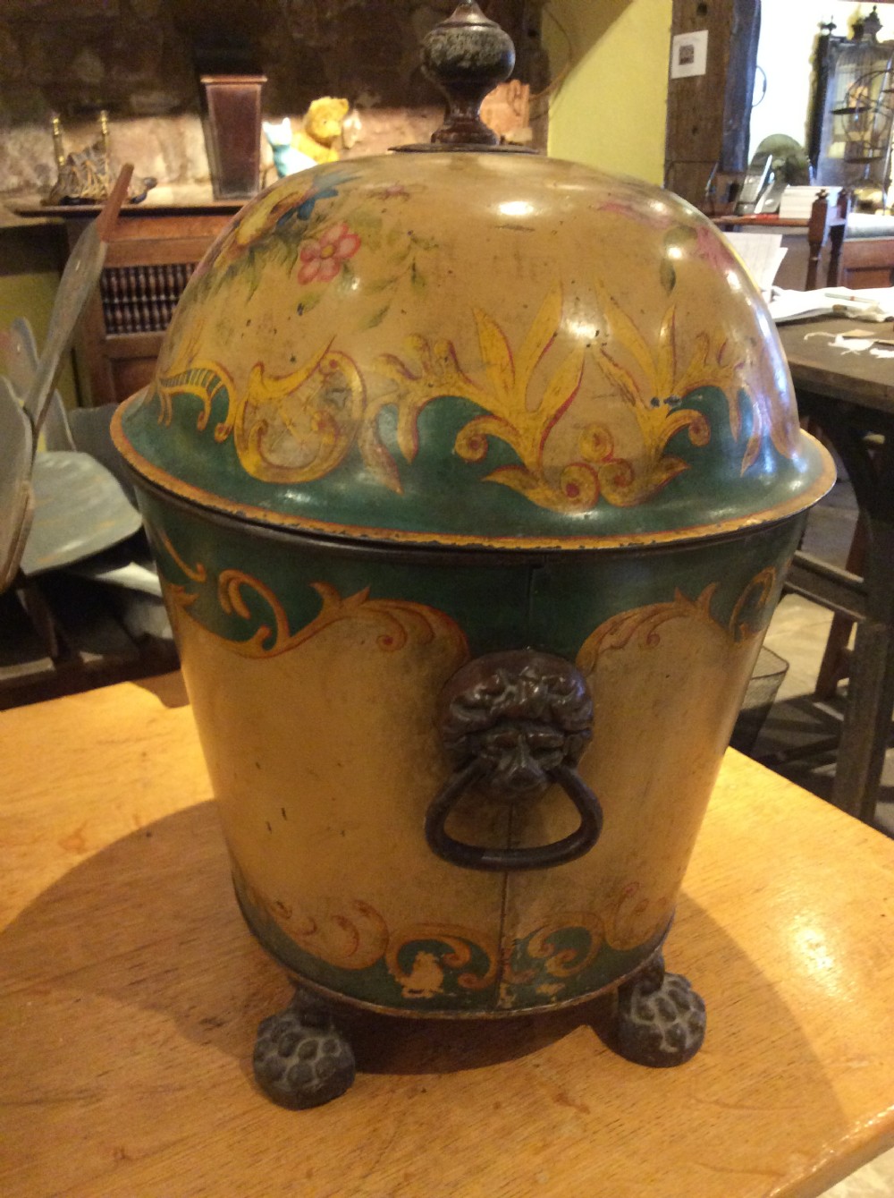 19thC Toleware coal bin  View III