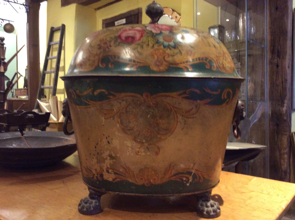 19thC Toleware coal bin  View IV