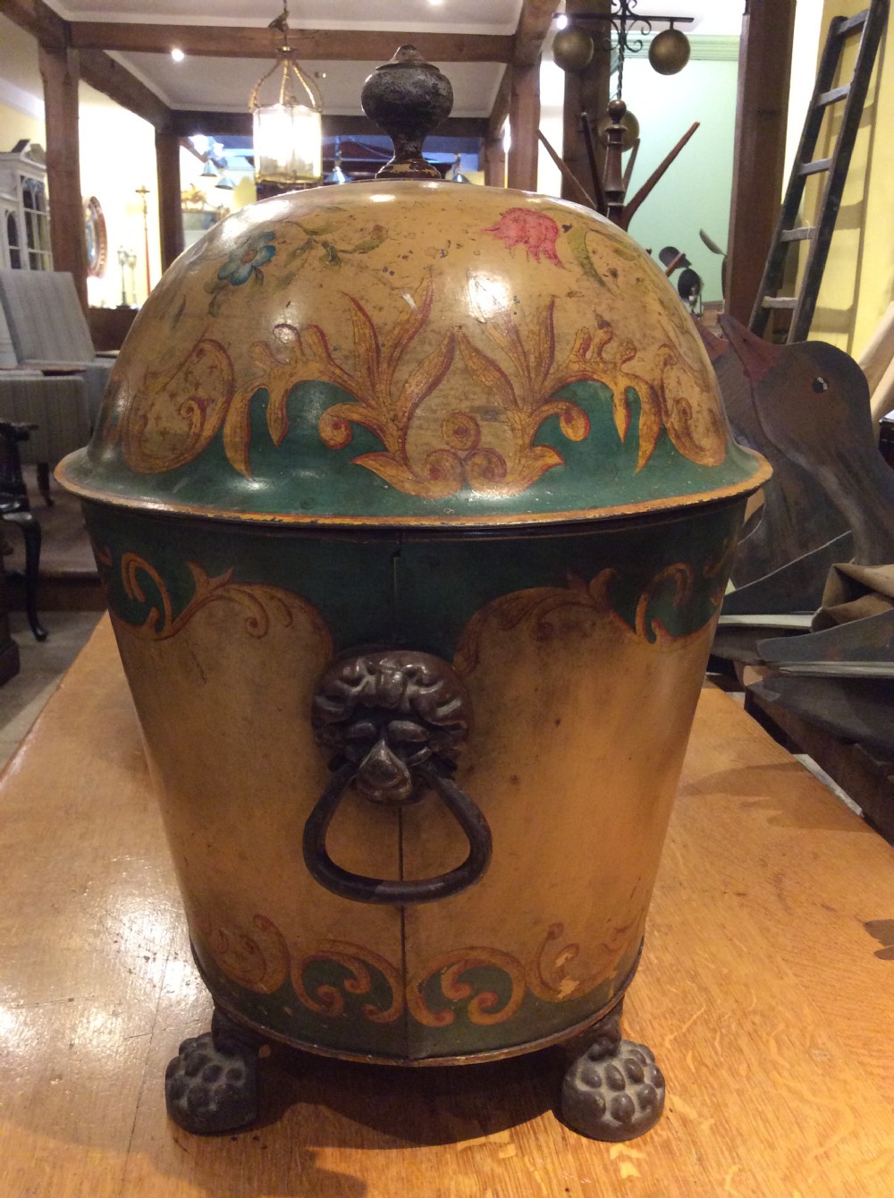 19thC Toleware coal bin  View VI