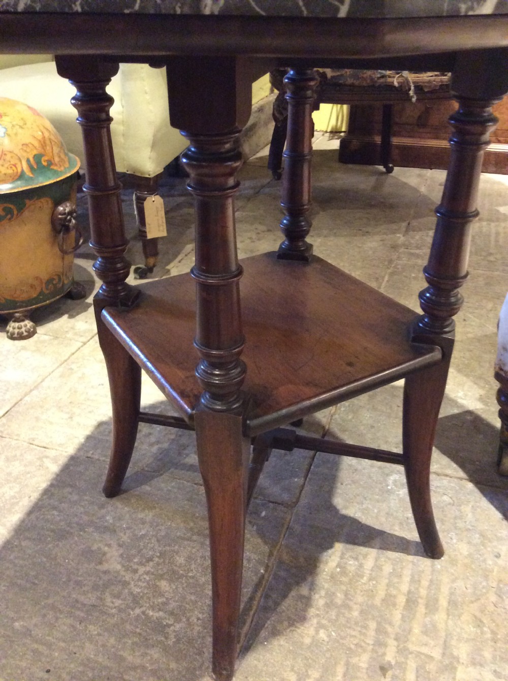 19thC  Mahogany, octagonal marble top table View III