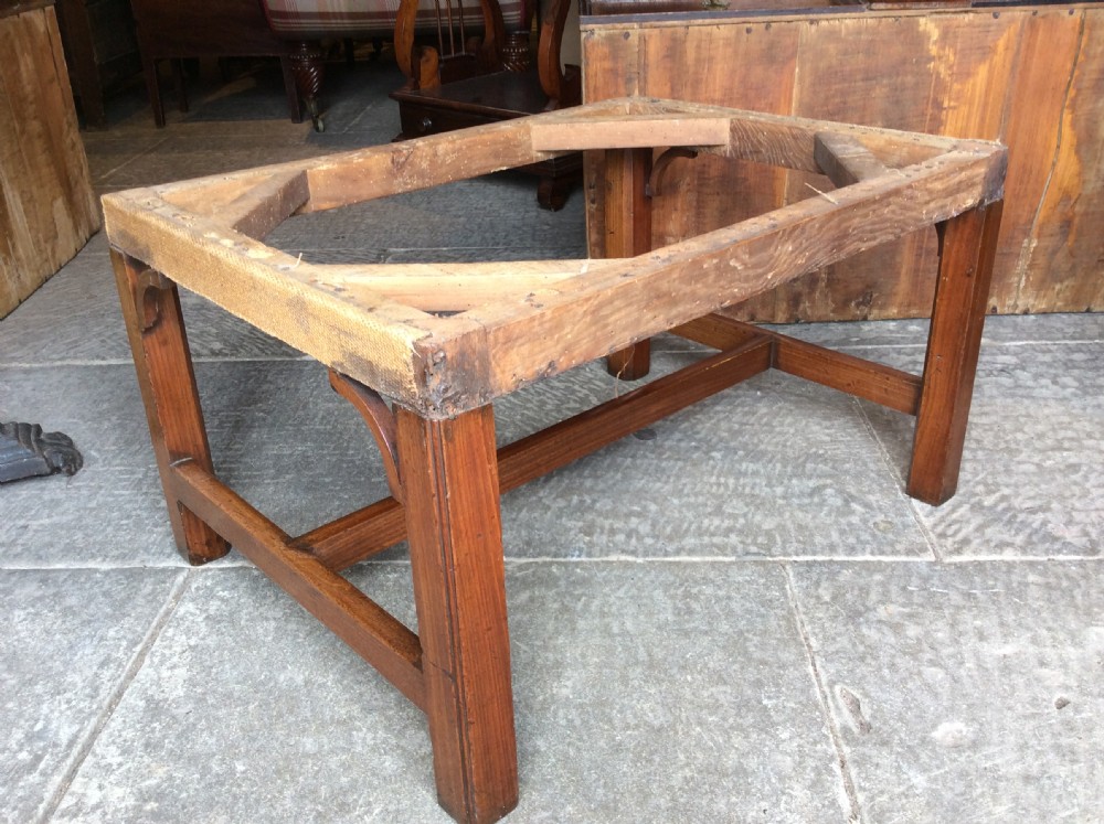 18thC English country house oversized mahogany stool for upholstery