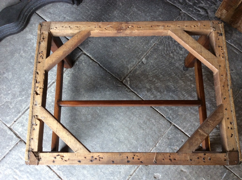 18thC English country house oversized mahogany stool for upholstery View II
