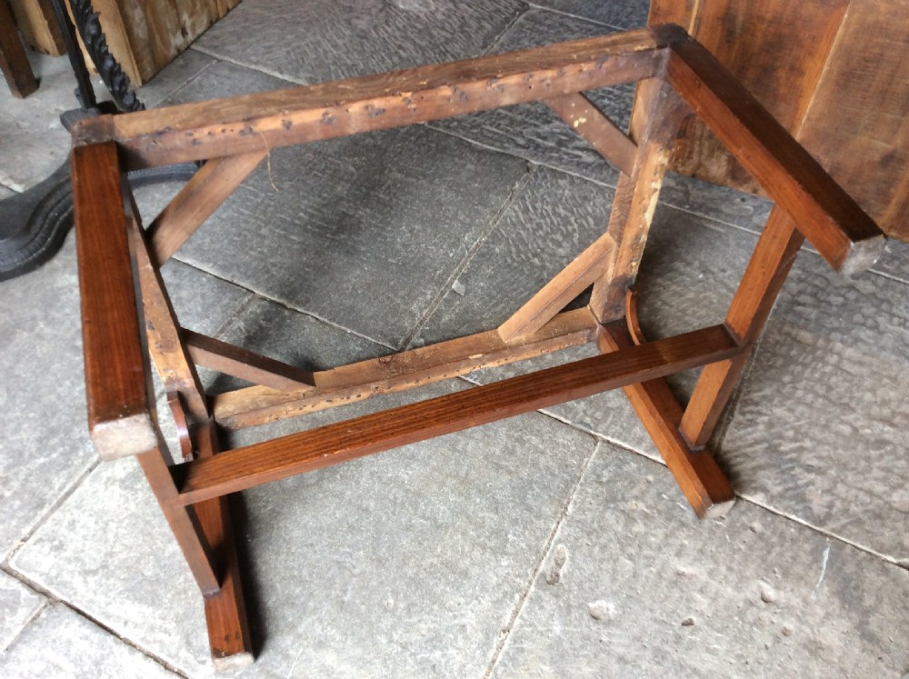 18thC English country house oversized mahogany stool for upholstery View III