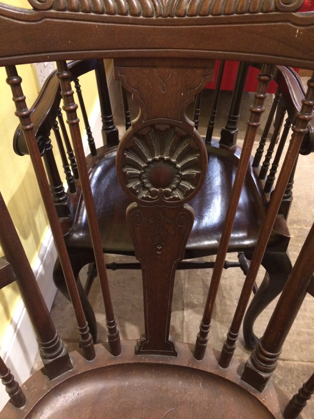 Pair of Edwardian, Georgian style mahogany Windsor chairs View III