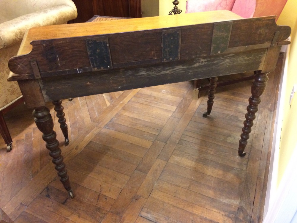 19thC Oak 2 drawer side table, stamped T. Seddon London View IV