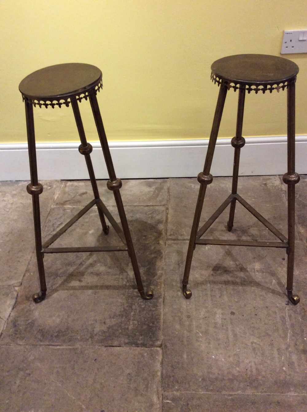 Pair of Arts & Crafts brass stands View II