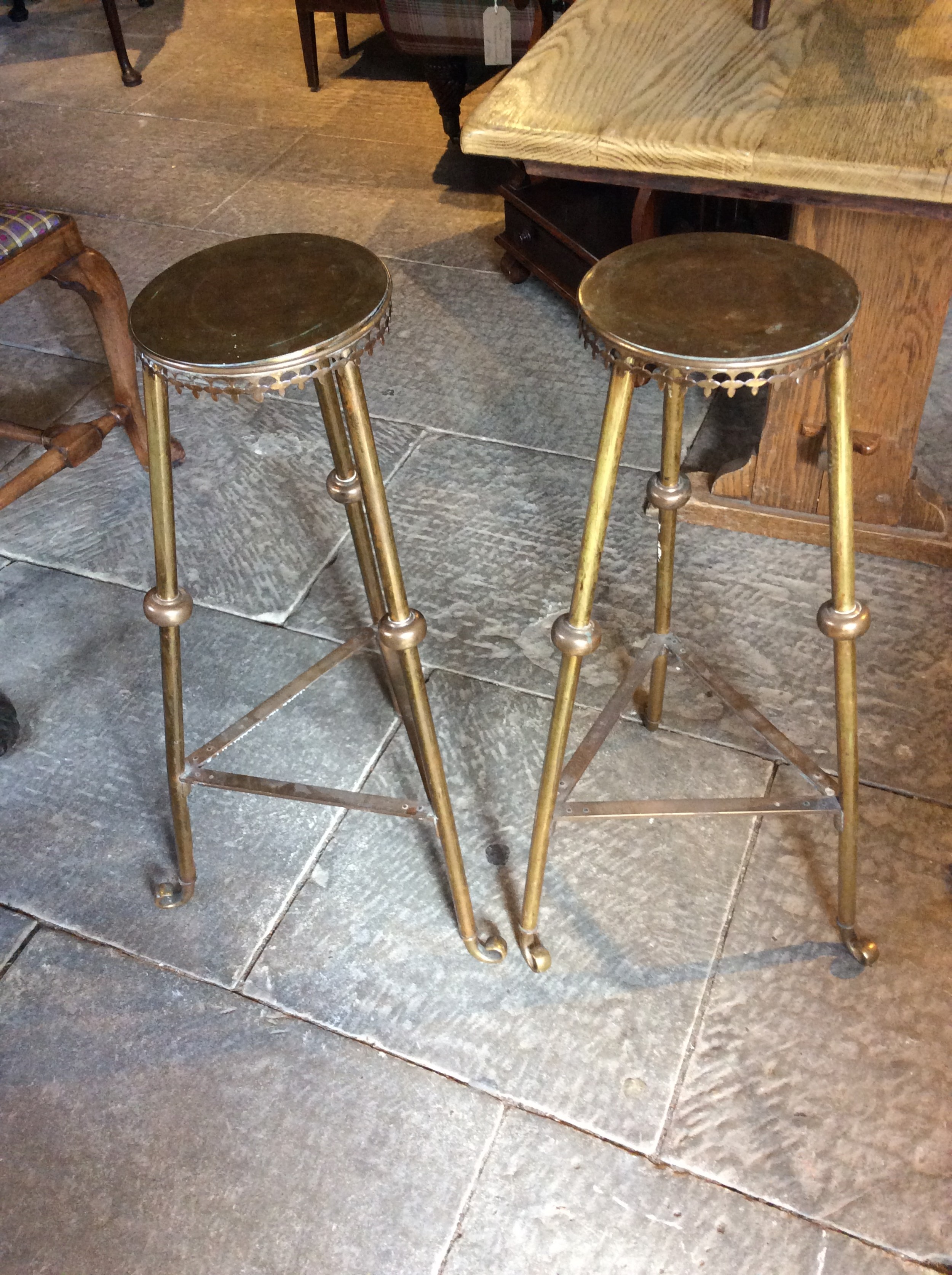Pair of Arts & Crafts brass stands