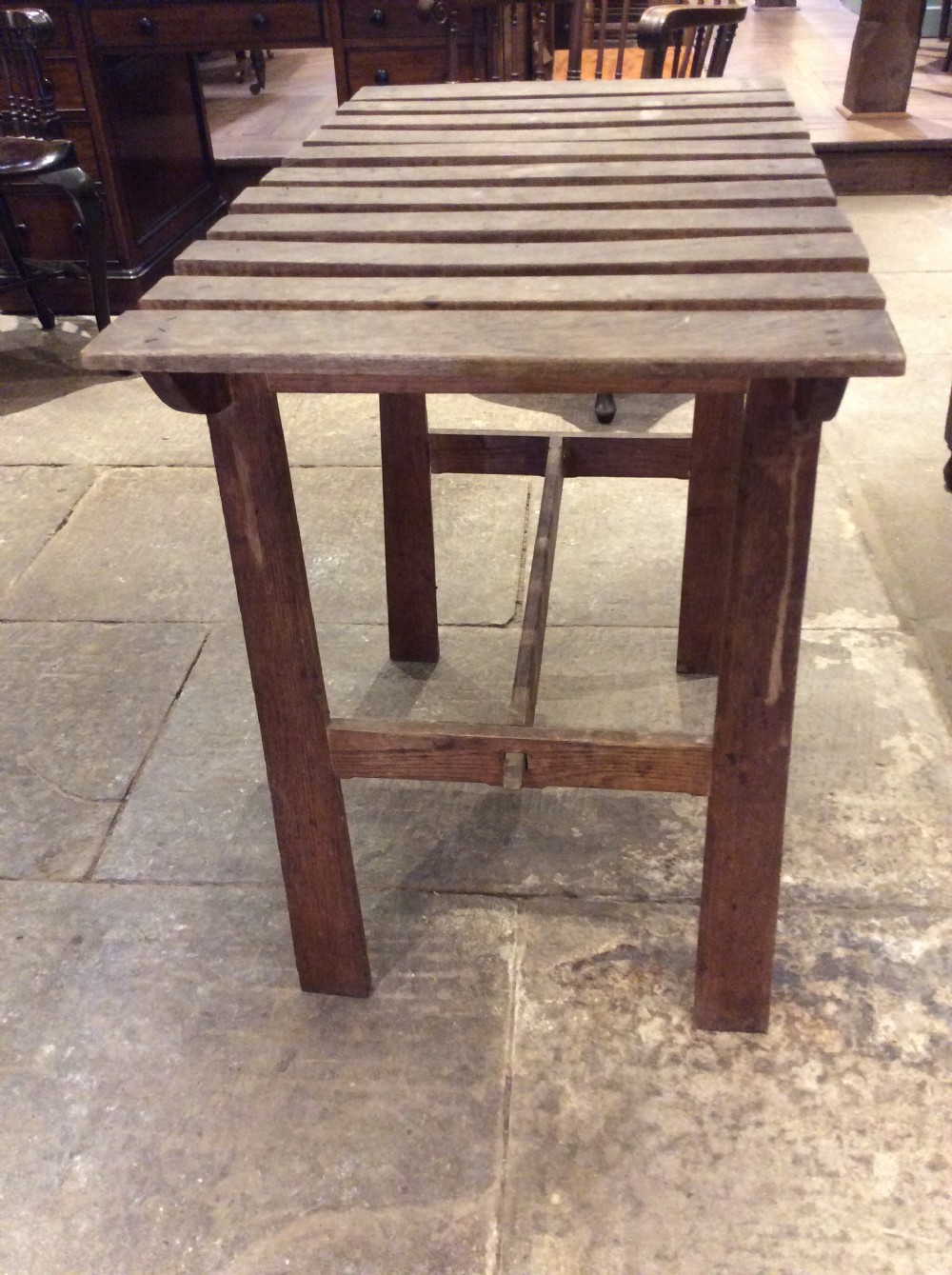 Arts & Crafts Oak slatted table View VI
