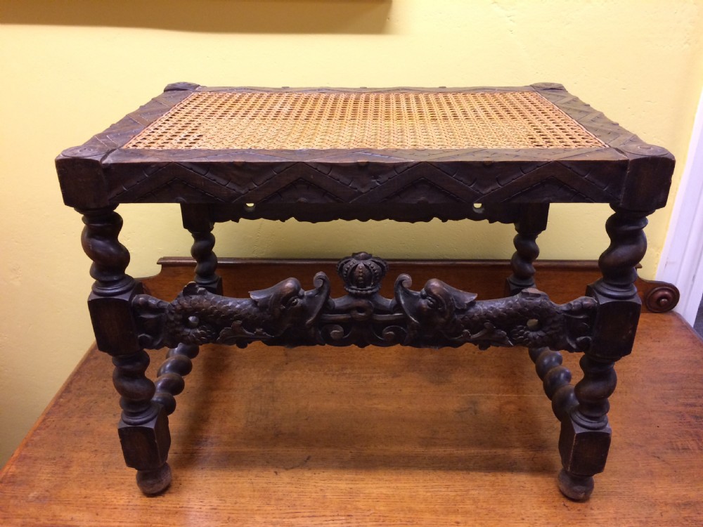 Pair of caned stained beech stools View VII