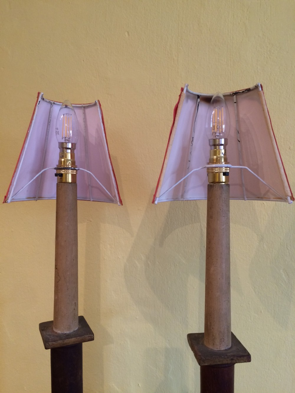19thC Pair of lamps with clip on shades View III