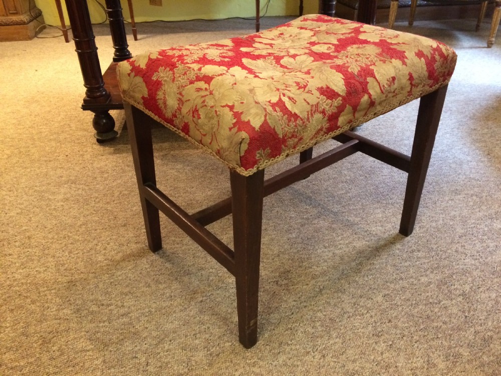 18thC Mahogany stool with petit point tapestry