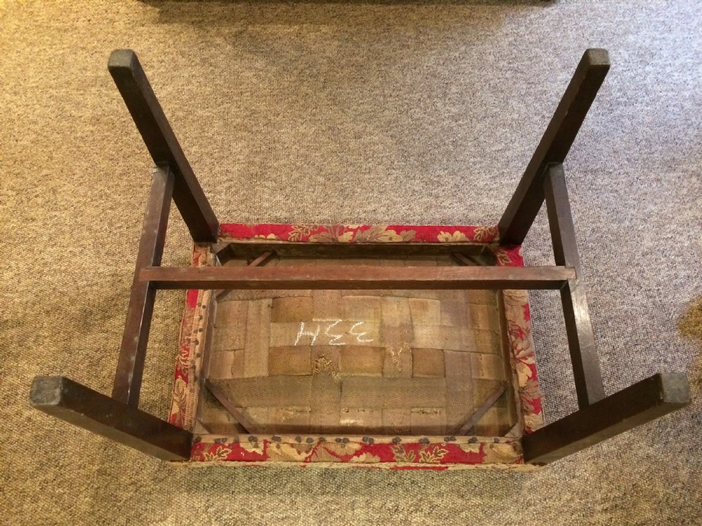 18thC Mahogany stool with petit point tapestry View II