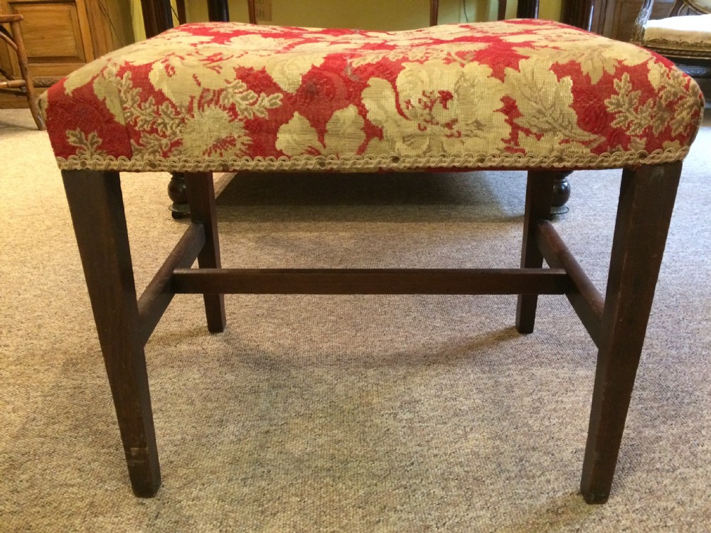 18thC Mahogany stool with petit point tapestry View III