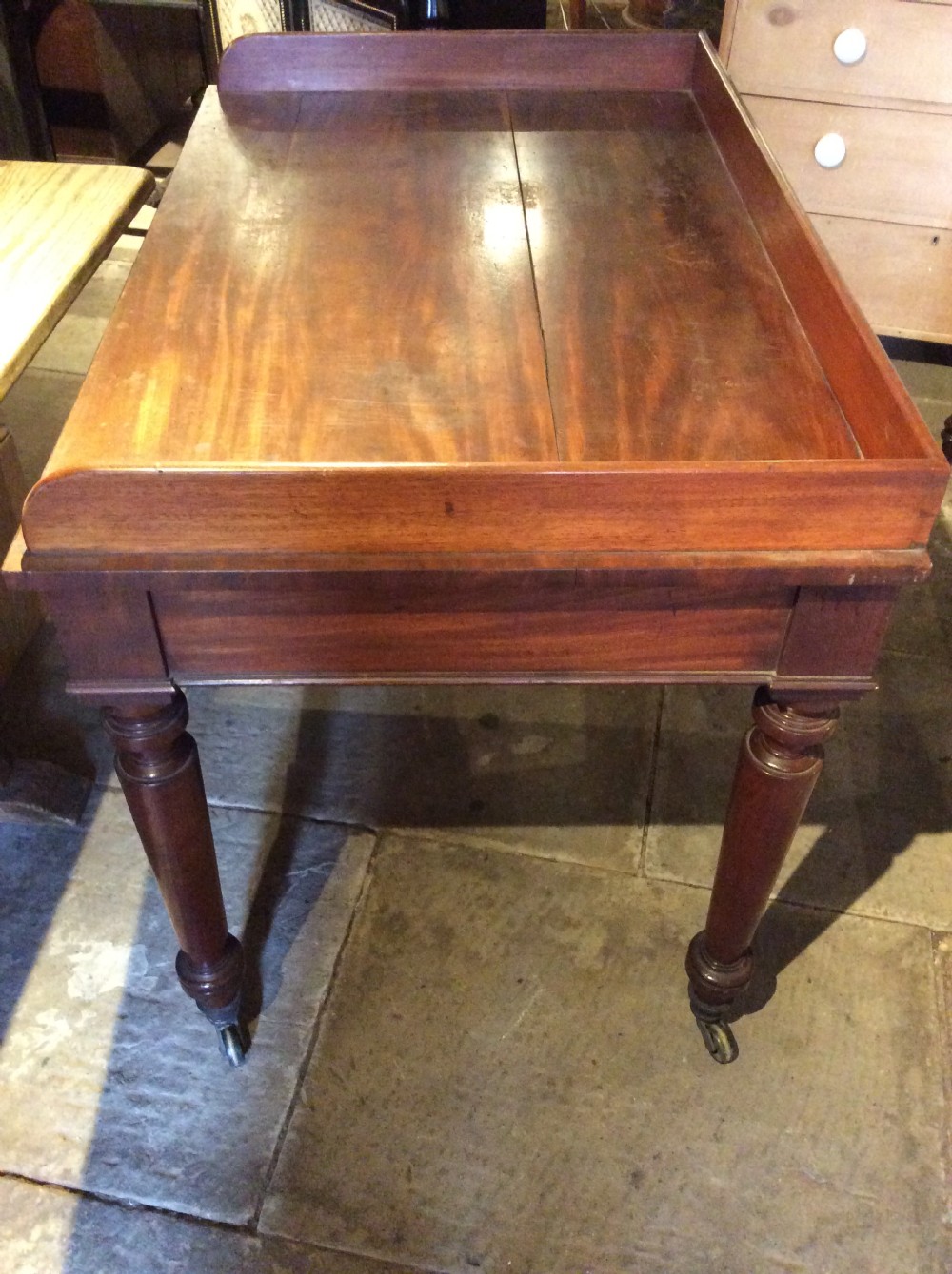19thC Mahogany  3 drawer writing table View VII