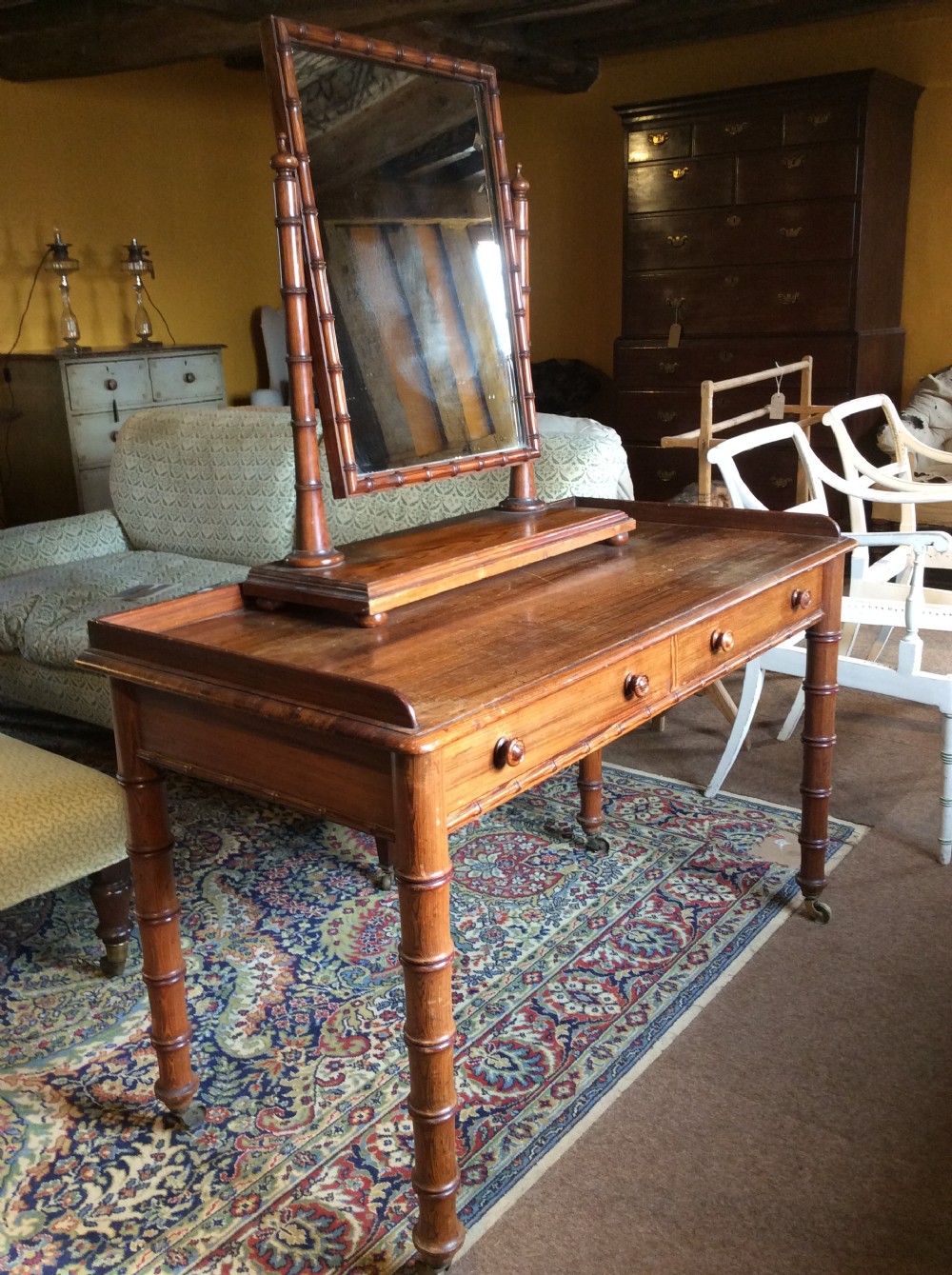 19thC Howard & Sons oregon pine dressing table, stamped.
