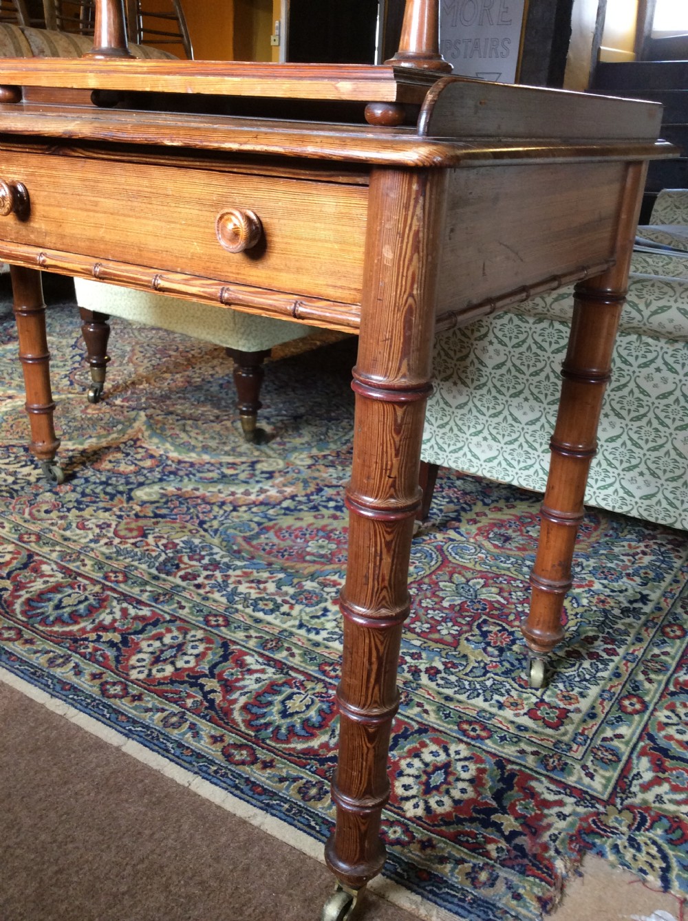 19thC Howard & Sons oregon pine dressing table, stamped. View IV