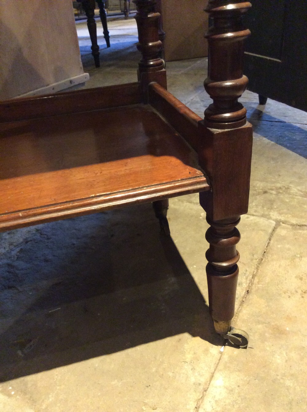 19thC Three tier mahogany set of shelves View V