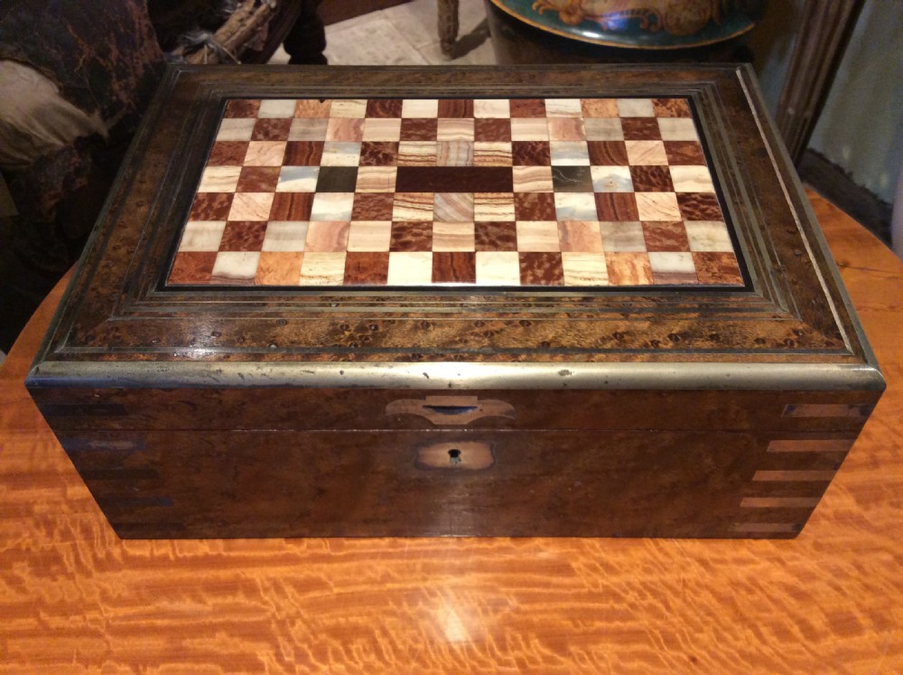 19thC Birds eye maple, specimen marble box View IV